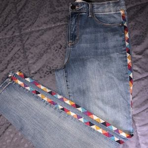 Knox Rose Mid Rise Ankle Embroidered Jeans